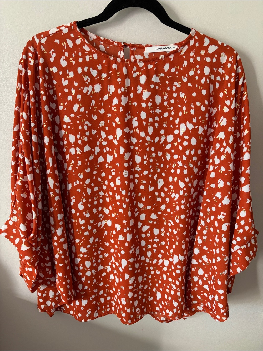 Caramel Orange & White Printed Tunic Top